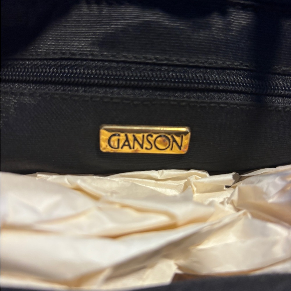 Ganson Black Leather Shoulder Tote - Picture 3 of 10